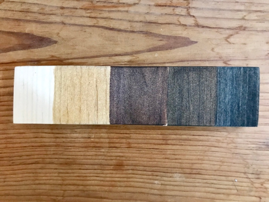 Stain Options (from left to right): Pine (No Stain), Golden Oak, Red Mahogany, Walnut, Ebony